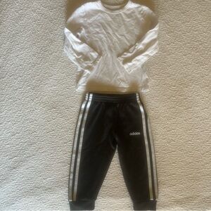 Adidas Unisex 2T Joggers & Long Sleeve Top Set Casual Outfit
